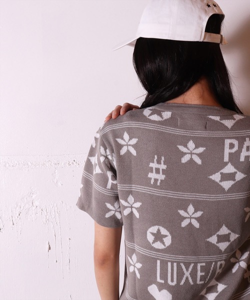LUXE/R（ラグジュ）の「【ユニセックス】【LUXE/R】モノグラム ニット Tシャツ(RMS)（Tシャツ/カットソー・メンズ・ブラック/グレー・MEDIUM/LARGE）」の5枚目の写真