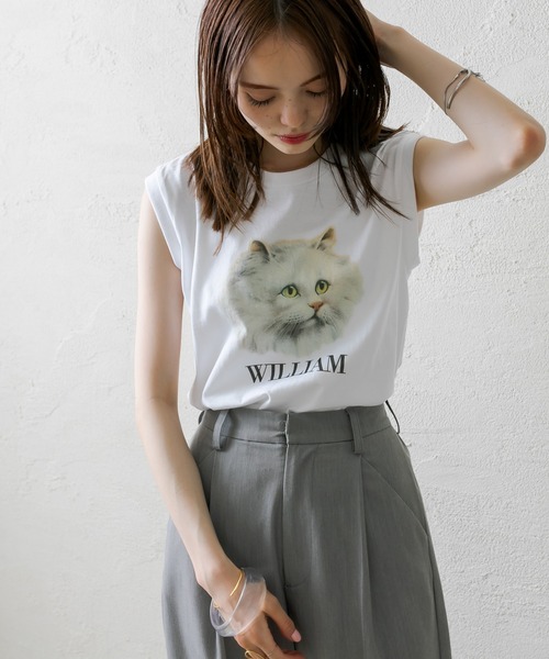 mystic（ミスティック）の「CATノースリTシャツ（Tシャツ/カットソー・レディース・オフホワイト・FREE）」の6枚目の写真