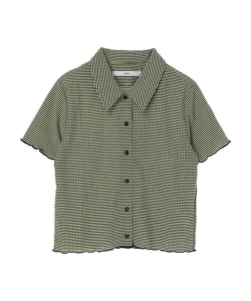 Green　Parks（グリーンパークス）の「・novem9 サッカーギンガムチェックブラウス（シャツ/ブラウス・レディース・ネイビー/イエロー/アイボリー・FREE）」の21枚目の写真