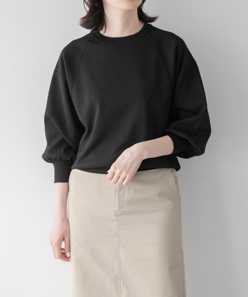 yuw（ユウ）の「１６Ｇラグランパフ８分袖　299449（ニット/セーター・レディース・ブラック/グレー/ブルー・FREE）」の14枚目の写真