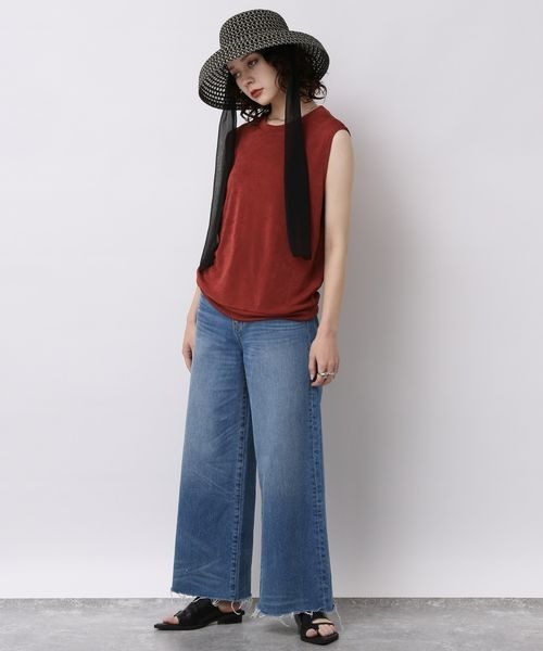 JEANASIS（ジーナシス）の「グロッシーヘンケイリブNS/156912（Tシャツ/カットソー・レディース・ブラック/ブラウン/グレイッシュベージュ/グレー/レッド系その他/パープル系その他/アイボリー/ピンク/チャコールグレー・FREE）」の18枚目の写真