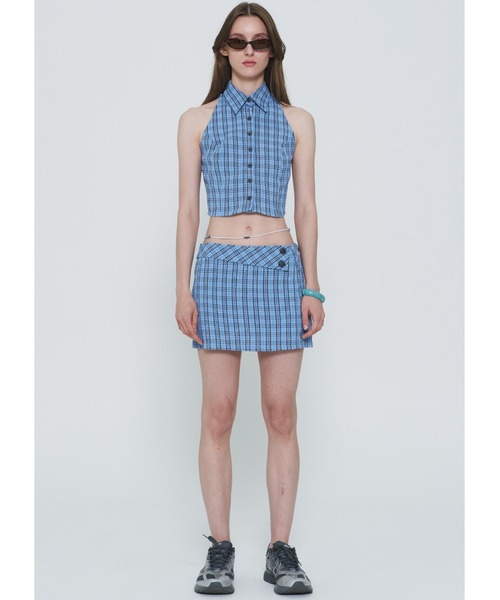 SCULPTOR（スカルプター）の「Y2K Plaid Sleeveless Shirts/Y2Kプレイドスリーブレスシャツ（シャツ/ブラウス・レディース・ブルー/グリーン・MEDIUM）」の3枚目の写真