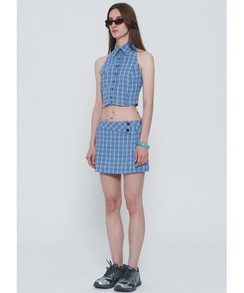 SCULPTOR（スカルプター）の「Y2K Plaid Sleeveless Shirts/Y2Kプレイドスリーブレスシャツ（シャツ/ブラウス・レディース・ブルー/グリーン・MEDIUM）」の7枚目の写真
