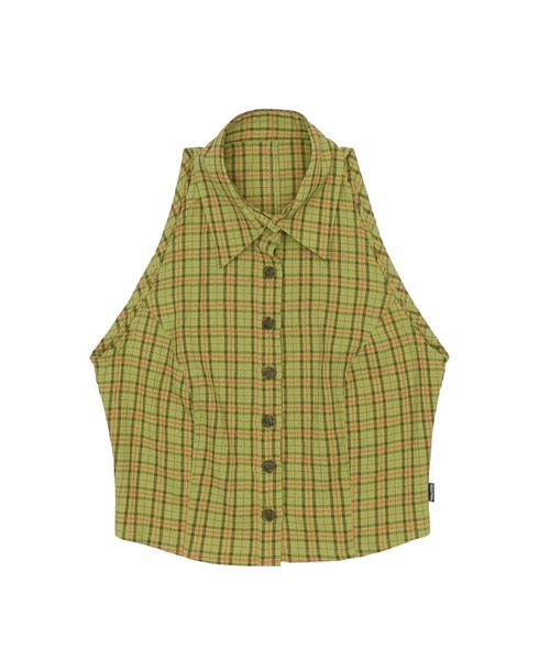 SCULPTOR（スカルプター）の「Y2K Plaid Sleeveless Shirts/Y2Kプレイドスリーブレスシャツ（シャツ/ブラウス・レディース・ブルー/グリーン・MEDIUM）」の9枚目の写真