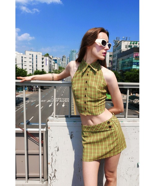 SCULPTOR（スカルプター）の「Y2K Plaid Sleeveless Shirts/Y2Kプレイドスリーブレスシャツ（シャツ/ブラウス・レディース・ブルー/グリーン・MEDIUM）」の14枚目の写真