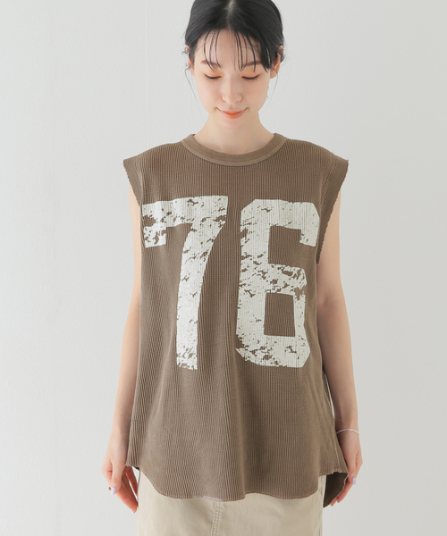 セール】ワッフルナンバリングトップス（Tシャツ/カットソー
