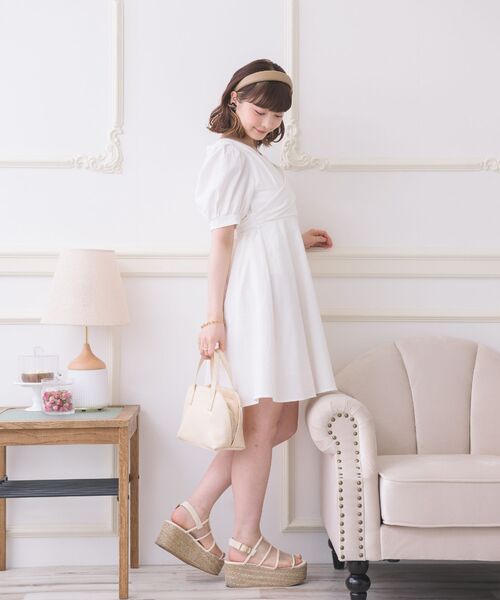 ems excite（エムズエキサイト）の「カシュクールバックリボンOP（ワンピース・レディース・ブラック/ホワイト/ピンク・FREE）」の8枚目の写真