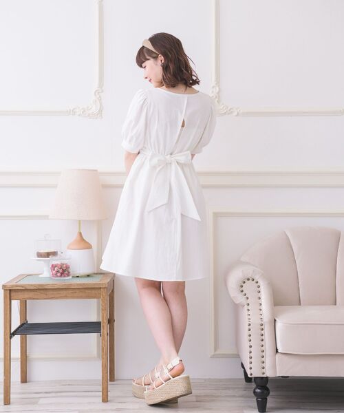 ems excite（エムズエキサイト）の「カシュクールバックリボンOP（ワンピース・レディース・ブラック/ホワイト/ピンク・FREE）」の9枚目の写真