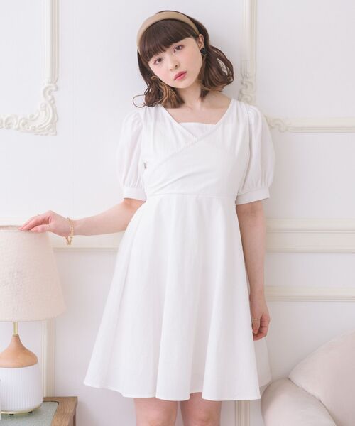 ems excite（エムズエキサイト）の「カシュクールバックリボンOP（ワンピース・レディース・ブラック/ホワイト/ピンク・FREE）」の5枚目の写真