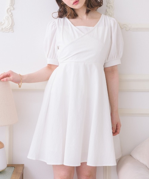 ems excite（エムズエキサイト）の「カシュクールバックリボンOP（ワンピース・レディース・ブラック/ホワイト/ピンク・FREE）」の4枚目の写真