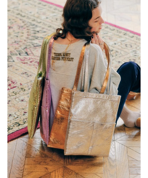 AMERICAN HOLIC（アメリカンホリック）の「メタリックポケット付サブトートバッグ（トートバッグ・レディース・オレンジ/ピンク/グリーン/シルバー・FREE）」の18枚目の写真