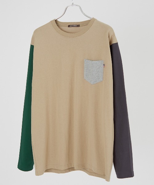 improves(インプローブス)の「クレイジー配色 USコットン 無地 ポケットロンT(Tシャツ/カットソー・メンズ・ネイビー/杢グレー/ブラック/チャコール/ホワイト/ベージュ系その他/ベージュ/ブラウン/ホワイト系その他/ダークグリーン・LARGE/MEDIUM/X-LARGE)」の1枚目の写真