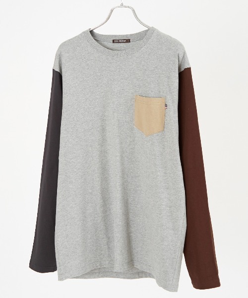 improves(インプローブス)の「クレイジー配色 USコットン 無地 ポケットロンT(Tシャツ/カットソー・メンズ・ネイビー/杢グレー/ブラック/チャコール/ホワイト/ベージュ系その他/ベージュ/ブラウン/ホワイト系その他/ダークグリーン・LARGE/MEDIUM/X-LARGE)」の5枚目の写真