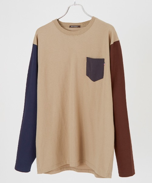 improves(インプローブス)の「クレイジー配色 USコットン 無地 ポケットロンT(Tシャツ/カットソー・メンズ・ネイビー/杢グレー/ブラック/チャコール/ホワイト/ベージュ系その他/ベージュ/ブラウン/ホワイト系その他/ダークグリーン・LARGE/MEDIUM/X-LARGE)」の8枚目の写真
