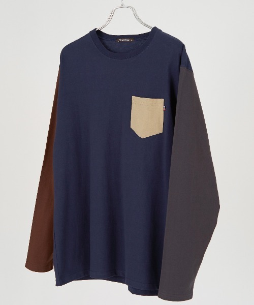improves(インプローブス)の「クレイジー配色 USコットン 無地 ポケットロンT(Tシャツ/カットソー・メンズ・ネイビー/杢グレー/ブラック/チャコール/ホワイト/ベージュ系その他/ベージュ/ブラウン/ホワイト系その他/ダークグリーン・LARGE/MEDIUM/X-LARGE)」の10枚目の写真