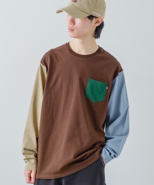 improves(インプローブス)の「クレイジー配色 USコットン 無地 ポケットロンT(Tシャツ/カットソー・メンズ・ネイビー/杢グレー/ブラック/チャコール/ホワイト/ベージュ系その他/ベージュ/ブラウン/ホワイト系その他/ダークグリーン・LARGE/MEDIUM/X-LARGE)」の7枚目の写真