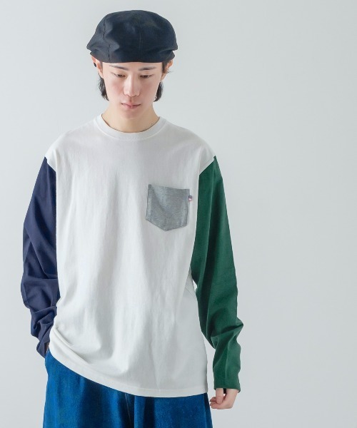 improves(インプローブス)の「クレイジー配色 USコットン 無地 ポケットロンT(Tシャツ/カットソー・メンズ・ネイビー/杢グレー/ブラック/チャコール/ホワイト/ベージュ系その他/ベージュ/ブラウン/ホワイト系その他/ダークグリーン・LARGE/MEDIUM/X-LARGE)」の20枚目の写真
