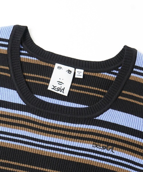X-girl（エックスガール）の「MULTI STRIPE KNIT TOP（ニット/セーター・レディース・ベージュ/グリーン/ブラック・ONE SIZE）」の18枚目の写真
