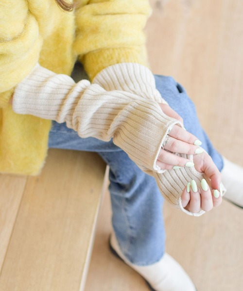 Ray BEAMS（レイビームス）の「Ray BEAMS / リブ アームウォーマー（アームカバー・レディース・ナチュラル/グリーン系その他2/ブラック/ブルー・ONE SIZE）」の20枚目の写真