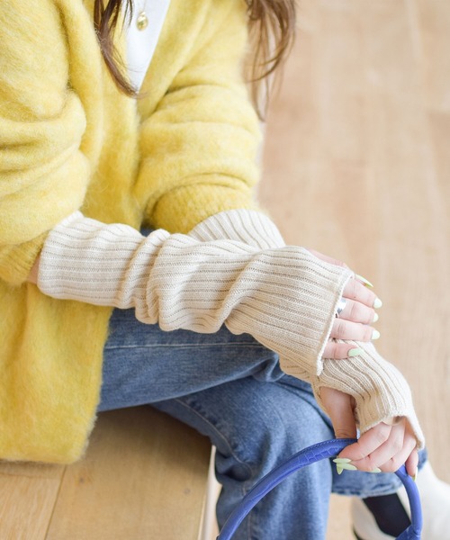 Ray BEAMS（レイビームス）の「Ray BEAMS / リブ アームウォーマー（アームカバー・レディース・ナチュラル/グリーン系その他2/ブラック/ブルー・ONE SIZE）」の5枚目の写真