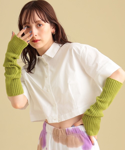 Ray BEAMS（レイビームス）の「Ray BEAMS / リブ アームウォーマー（アームカバー・レディース・ナチュラル/グリーン系その他2/ブラック/ブルー・ONE SIZE）」の9枚目の写真