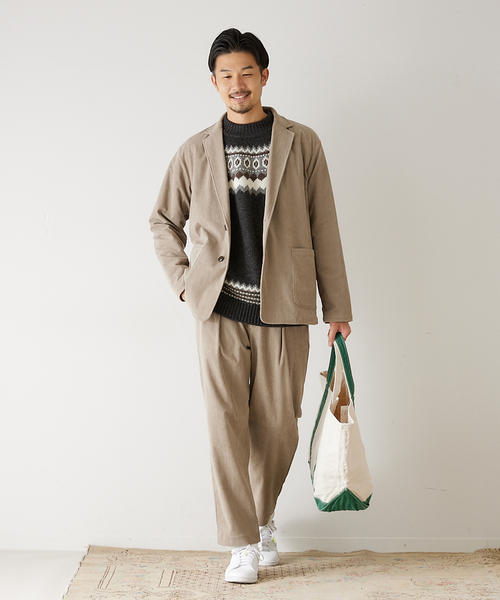 417 EDIFICE（フォーワンセブンエディフィス）の「【ジャケット+イージーパンツの2点セット】コーデュロイセットアップ（テーラードジャケット・メンズ・チャコールグレー/ブラウン/ベージュ/カーキ・SMALL/MEDIUM/LARGE/X-LARGE）」の3枚目の写真