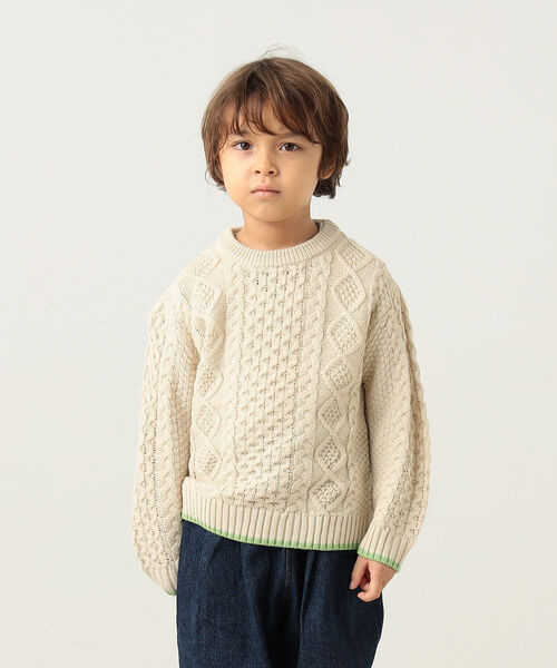BEAMS mini（ビームスミニ）の「BEAMS mini / ケーブル ニット プルオーバー 22F（90～150㎝)（ニット/セーター・キッズ・オレンジ系その他5/サックスブルー/ナチュラル/ブラウン・130/100/140/90/120/150/110）」の14枚目の写真
