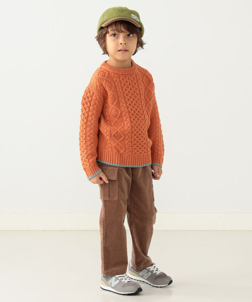 BEAMS mini（ビームスミニ）の「BEAMS mini / ケーブル ニット プルオーバー 22F（90～150㎝)（ニット/セーター・キッズ・オレンジ系その他5/サックスブルー/ナチュラル/ブラウン・130/100/140/90/120/150/110）」の11枚目の写真