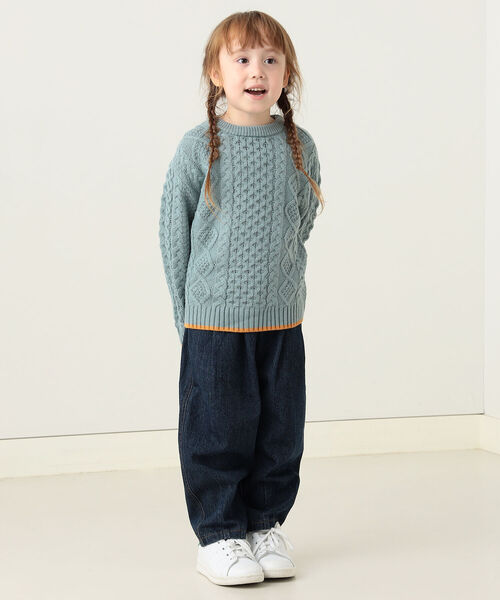 BEAMS mini（ビームスミニ）の「BEAMS mini / ケーブル ニット プルオーバー 22F（90～150㎝)（ニット/セーター・キッズ・オレンジ系その他5/サックスブルー/ナチュラル/ブラウン・130/100/140/90/120/150/110）」の21枚目の写真