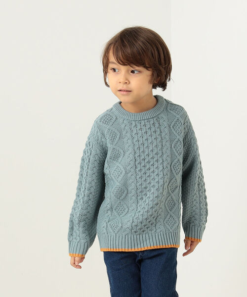 BEAMS mini（ビームスミニ）の「BEAMS mini / ケーブル ニット プルオーバー 22F（90～150㎝)（ニット/セーター・キッズ・オレンジ系その他5/サックスブルー/ナチュラル/ブラウン・130/100/140/90/120/150/110）」の6枚目の写真