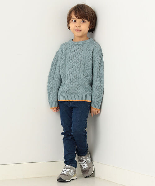 BEAMS mini（ビームスミニ）の「BEAMS mini / ケーブル ニット プルオーバー 22F（90～150㎝)（ニット/セーター・キッズ・オレンジ系その他5/サックスブルー/ナチュラル/ブラウン・130/100/140/90/120/150/110）」の9枚目の写真