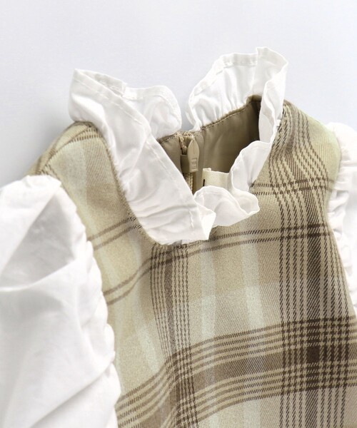 BRANSHES（ブランシェス）の「【ハレの日】チェック柄ワンピース（ワンピース・キッズ・ブラウン/グレー・100/110/120/130/140/150/160）」の5枚目の写真
