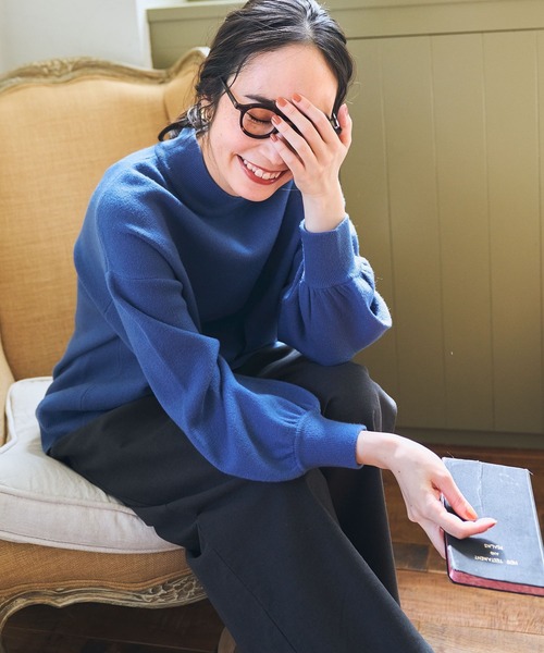 studio CLIP（スタディオクリップ）の「【お手入れラクラクニット】12ゲージソフィニーボトルネックプルオーバー（Tシャツ/カットソー・レディース・ネイビー/ピンク/ブルー/グリーン・MEDIUM/LARGE）」の5枚目の写真