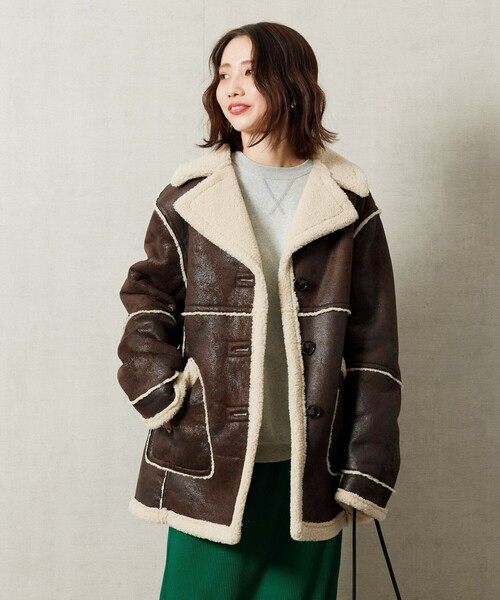 FREAK'S STORE（フリークスストア）の「【WEB限定】ムートンボアコート（その他アウター・レディース・ダークブラウン/ベージュ・ﾌﾘ-）」の14枚目の写真