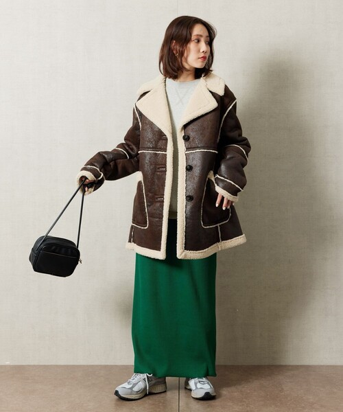 FREAK'S STORE（フリークスストア）の「【WEB限定】ムートンボアコート（その他アウター・レディース・ダークブラウン/ベージュ・ﾌﾘ-）」の3枚目の写真