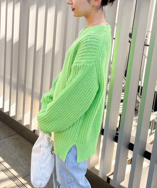 JOINT WORKS（ジョイントワークス）の「フェアリールーズニット（ニット/セーター・レディース・オレンジ/モスグリーン/サックスブルー・FREE）」の11枚目の写真