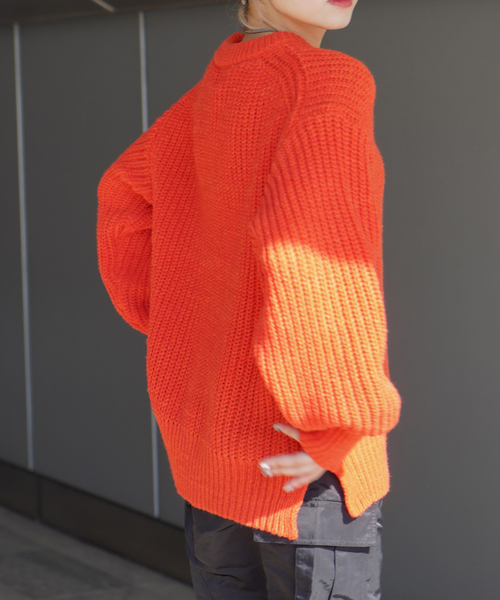 JOINT WORKS（ジョイントワークス）の「フェアリールーズニット（ニット/セーター・レディース・オレンジ/モスグリーン/サックスブルー・FREE）」の19枚目の写真
