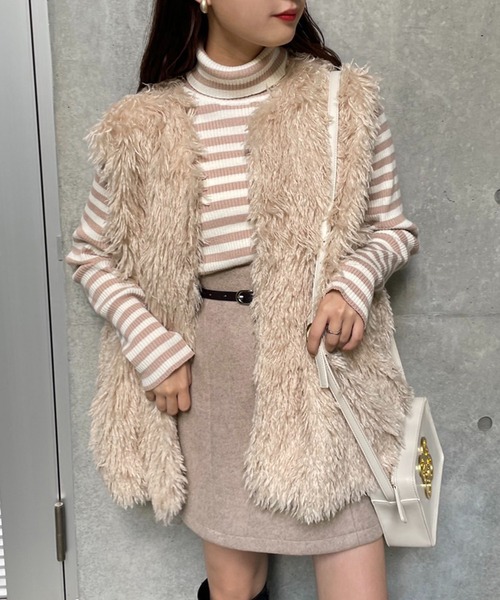 one after another NICE CLAUP（ワンアフターアナザーナイスクラップ）の「スタイルアップが叶う。ベルトセット台形ミニスカート（スカート・レディース・ベージュ/ブラック系その他/ブラウン系その他/アイボリー・FREE）」の12枚目の写真