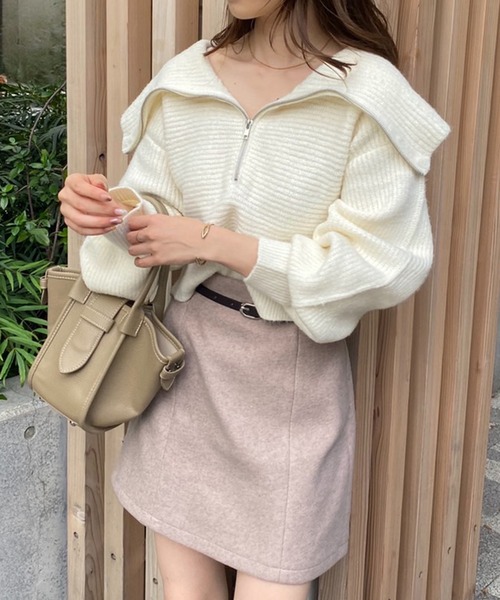 one after another NICE CLAUP（ワンアフターアナザーナイスクラップ）の「スタイルアップが叶う。ベルトセット台形ミニスカート（スカート・レディース・ベージュ/ブラック系その他/ブラウン系その他/アイボリー・FREE）」の14枚目の写真