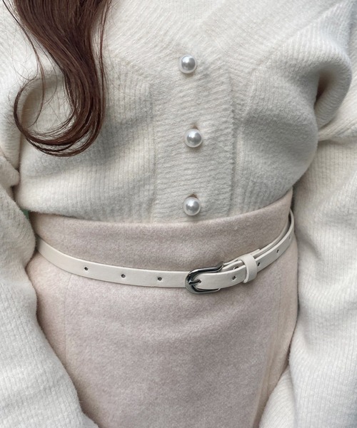 one after another NICE CLAUP（ワンアフターアナザーナイスクラップ）の「スタイルアップが叶う。ベルトセット台形ミニスカート（スカート・レディース・ベージュ/ブラック系その他/ブラウン系その他/アイボリー・FREE）」の7枚目の写真