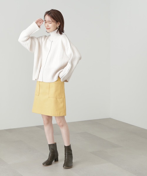 N.（N. Natural Beauty Basic）（エヌエヌナチュラルビューティーベーシック）の「◆ラメパイピングミドルニット（ニット/セーター・レディース・ライトグリーン/スミクロ/オフホワイト・MEDIUM）」の6枚目の写真