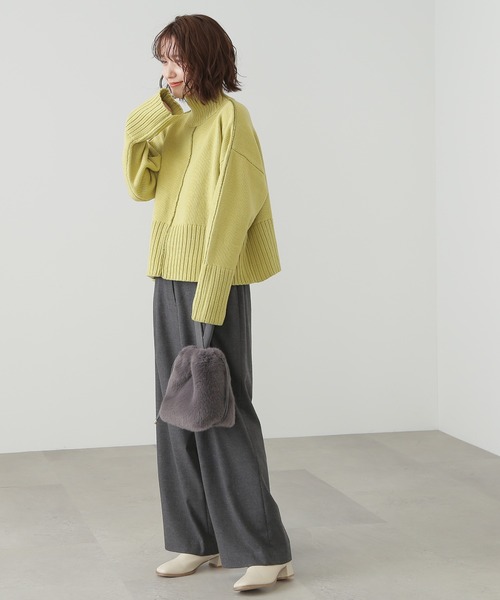 N.（N. Natural Beauty Basic）（エヌエヌナチュラルビューティーベーシック）の「◆ラメパイピングミドルニット（ニット/セーター・レディース・ライトグリーン/スミクロ/オフホワイト・MEDIUM）」の10枚目の写真