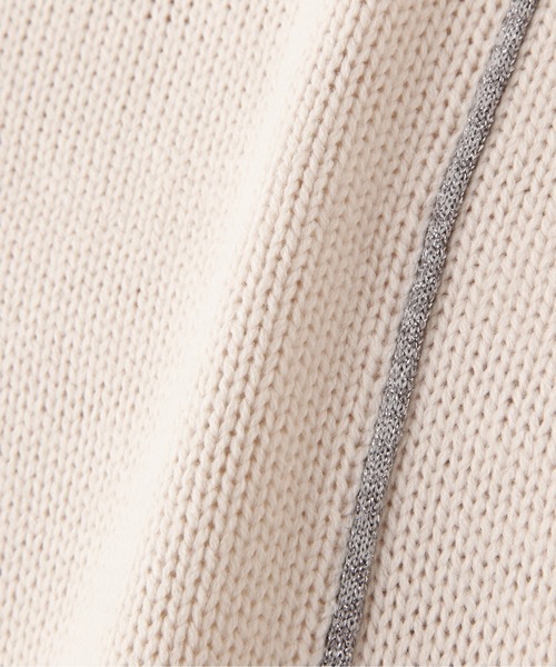 N.（N. Natural Beauty Basic）（エヌエヌナチュラルビューティーベーシック）の「◆ラメパイピングミドルニット（ニット/セーター・レディース・ライトグリーン/スミクロ/オフホワイト・MEDIUM）」の16枚目の写真