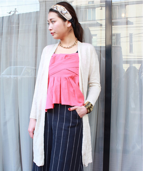 CROON A SONG（クルーンアソング）の「フランスリネンロングカーディガン（カーディガン/ボレロ・レディース・グレー/ベージュ/ライトブルー・FREE）」の15枚目の写真