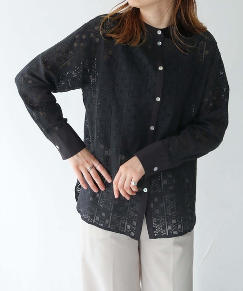 vingtrois(バントロア)の「【vingtrois】シェルボタンレースブラウス(シャツ/ブラウス・レディース・ブラック/オフホワイト・M)」の14枚目の写真