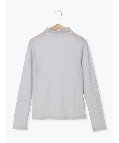 ehka sopo（エヘカソポ）の「シアーハイネックカットソー（ニット/セーター・レディース・ベージュ/ブラック/オフホワイト/グレー・ﾌﾘ-）」の4枚目の写真