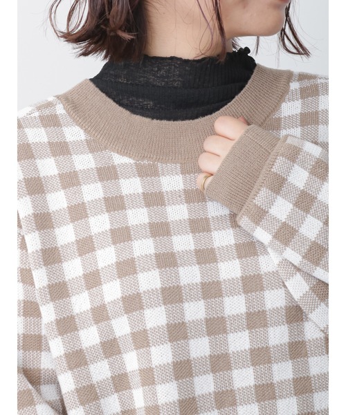 ehka sopo（エヘカソポ）の「シアーハイネックカットソー（ニット/セーター・レディース・ベージュ/ブラック/オフホワイト/グレー・ﾌﾘ-）」の3枚目の写真