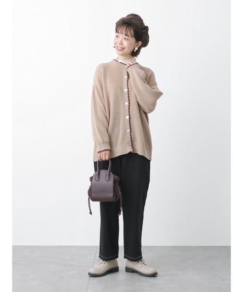 ehka sopo（エヘカソポ）の「シアーハイネックカットソー（ニット/セーター・レディース・ベージュ/ブラック/オフホワイト/グレー・ﾌﾘ-）」の5枚目の写真