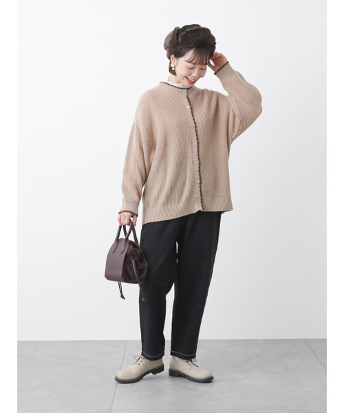 ehka sopo（エヘカソポ）の「シアーハイネックカットソー（ニット/セーター・レディース・ベージュ/ブラック/オフホワイト/グレー・ﾌﾘ-）」の7枚目の写真