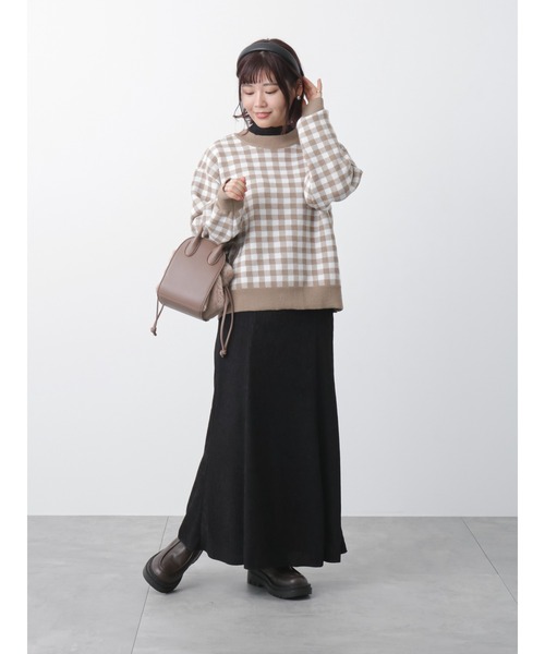 ehka sopo（エヘカソポ）の「シアーハイネックカットソー（ニット/セーター・レディース・ベージュ/ブラック/オフホワイト/グレー・ﾌﾘ-）」の9枚目の写真